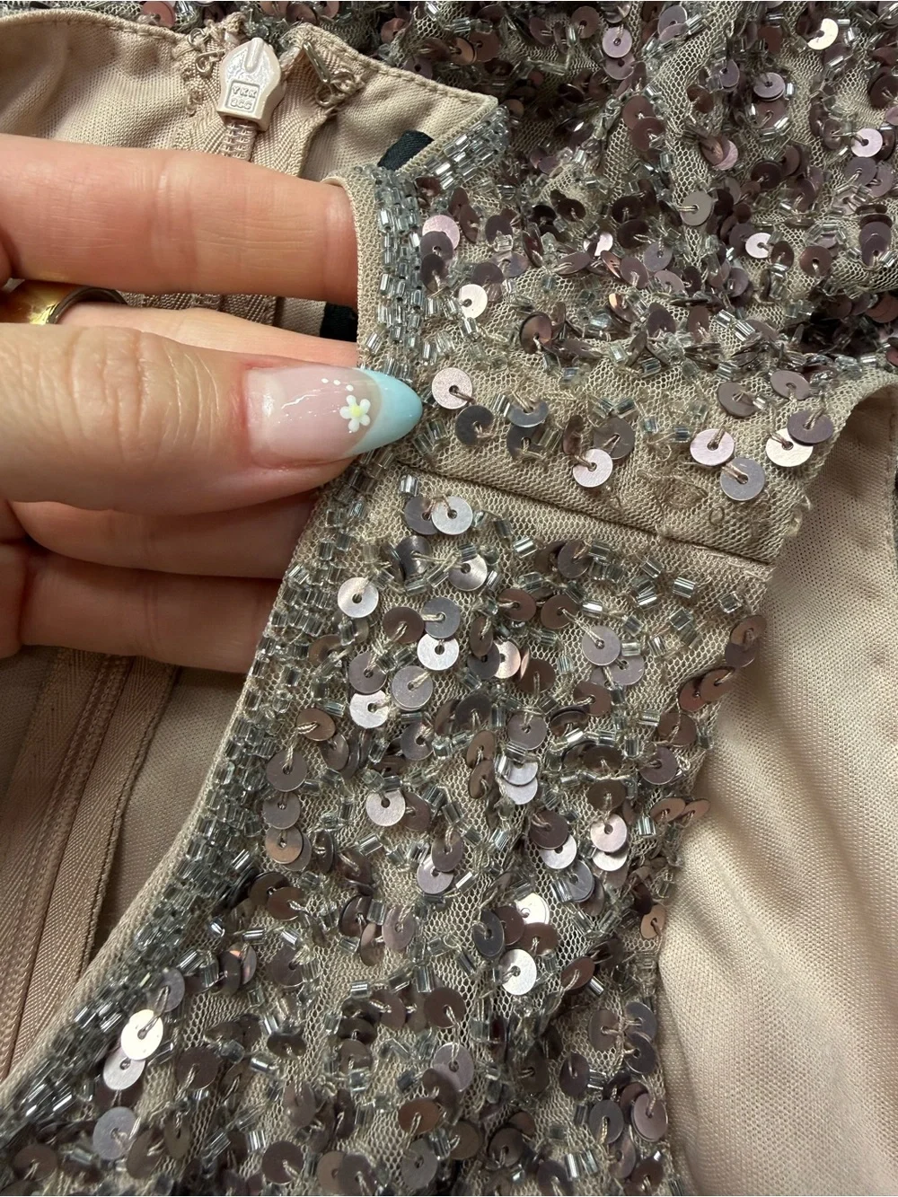 Mac Duggal 5526 Rosewood Rose Gold Sequin Jewel Neck Tea Length Dress NWT 12 - Picture 13 of 15